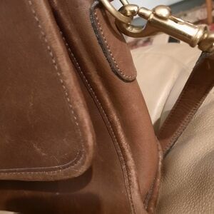 Coach Brown Leather Shoulder Bag with Gold Accents